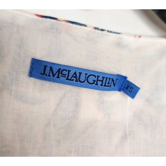 J. McLaughlin XS Rue Linen Floral Print Split V-Neck Shift Dress NWT Pockets - Picture 3 of 6